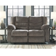 Bowery Hill Contemporary Polyurethane Upholstered Reclining Loveseat in Gray