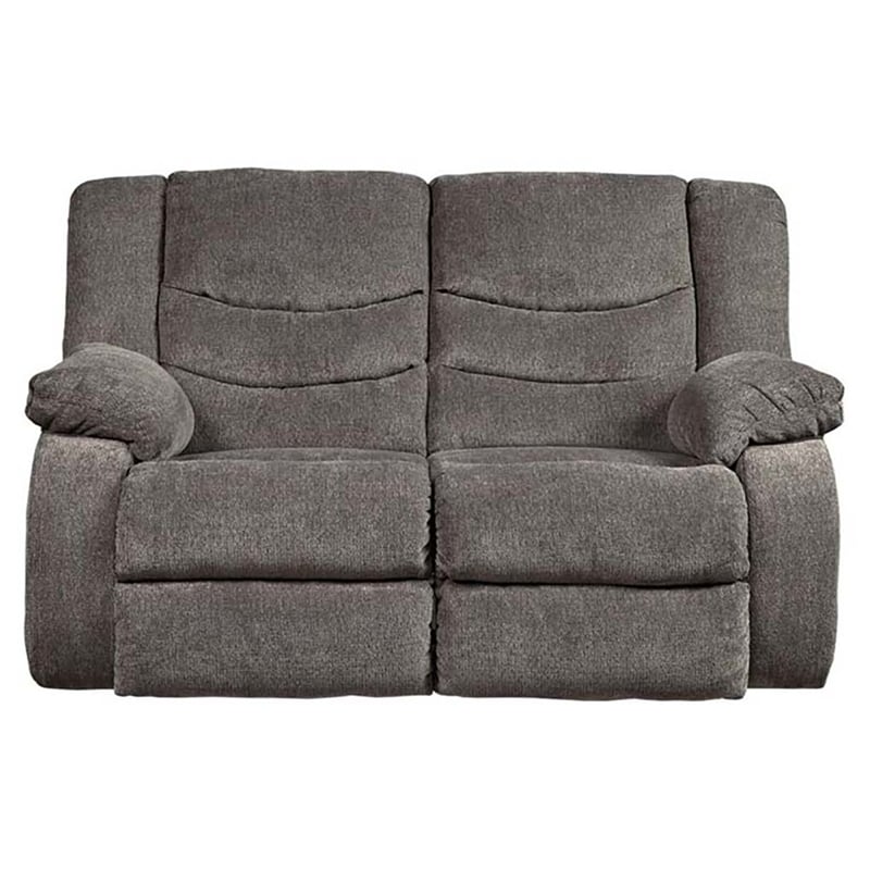 Bowery Hill Contemporary Polyurethane Upholstered Reclining Loveseat in Gray
