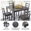 Bowery Hill Transitional 5 Piece Square Dining Table Set in Gray