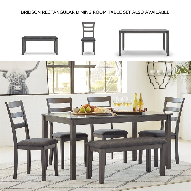 Bowery Hill Transitional 5 Piece Square Dining Table Set in Gray
