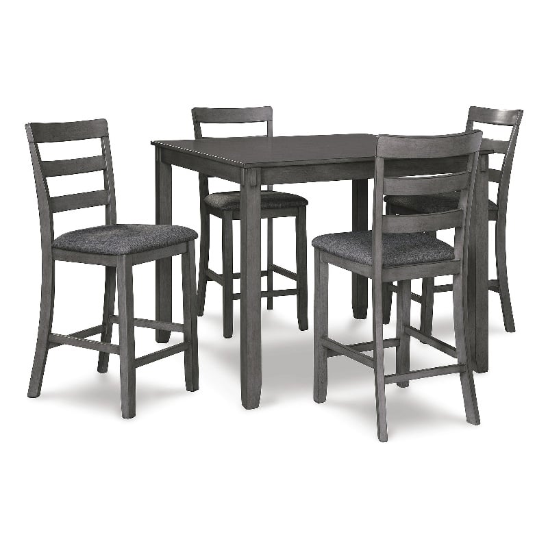 Bowery Hill Transitional 5 Piece Square Dining Table Set in Gray