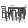 Bowery Hill Transitional 5 Piece Square Dining Table Set in Gray