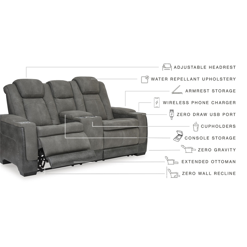 Bowery Hill Contemporary Faux Leather Reclining Loveseat in Gray