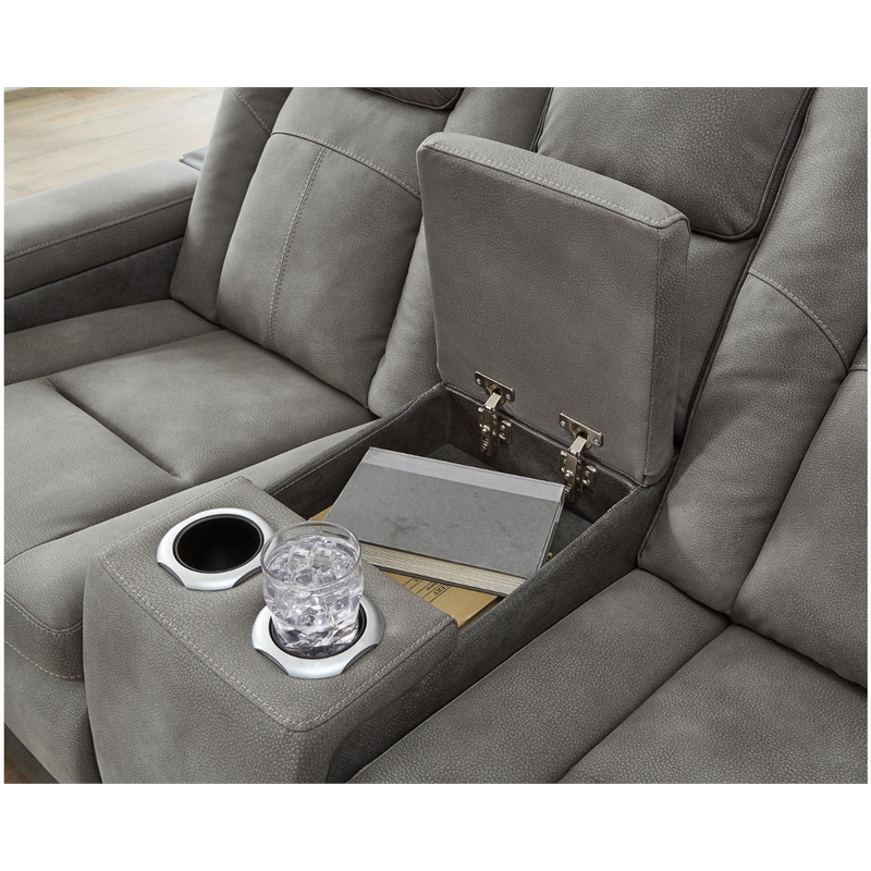 Bowery Hill Contemporary Faux Leather Reclining Loveseat in Gray