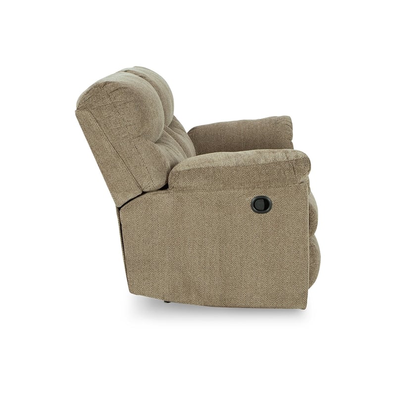 Bowery Hill Contemporary Fabric Reclining Loveseat in Light Brown