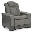 Bowery Hill Contemporary Faux Leather Power Recliner in Gray