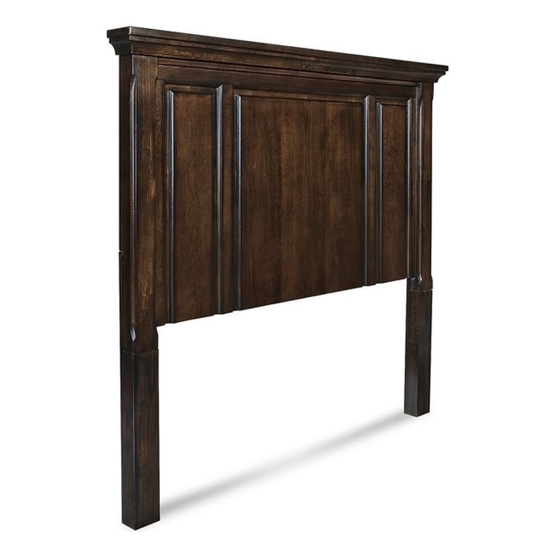 Bowery Hill Traditional Wood Queen Panel Headboard in Dark Brown