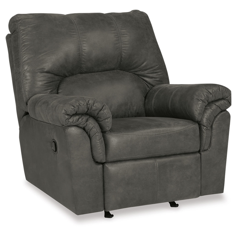 Bowery Hill Contemporary Faux Leather Upholstered Slate Recliner