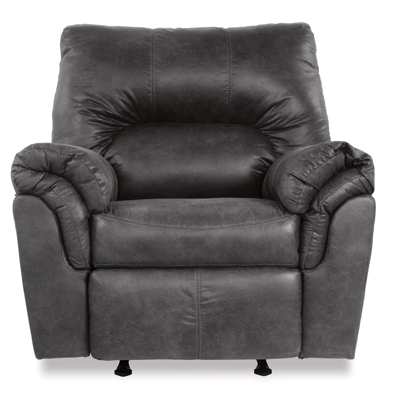Bowery Hill Contemporary Faux Leather Upholstered Slate Recliner