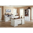 Bowery Hill Rustic Wood Double Pedestal Executive Office Table in White