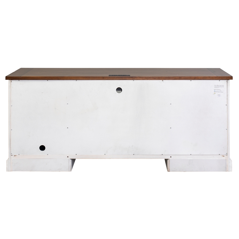 Bowery Hill Rustic Wood Credenza Office Desk Writing Table in White