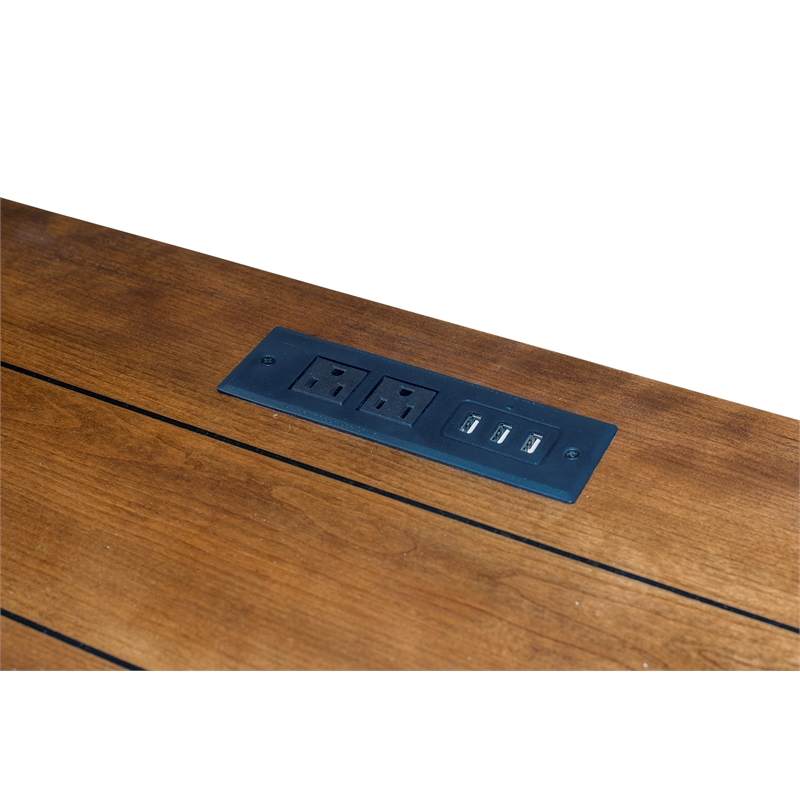 Bowery Hill Rustic Wood Credenza Office Desk Writing Table in White