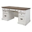 Bowery Hill Rustic Wood Credenza Office Desk Writing Table in White