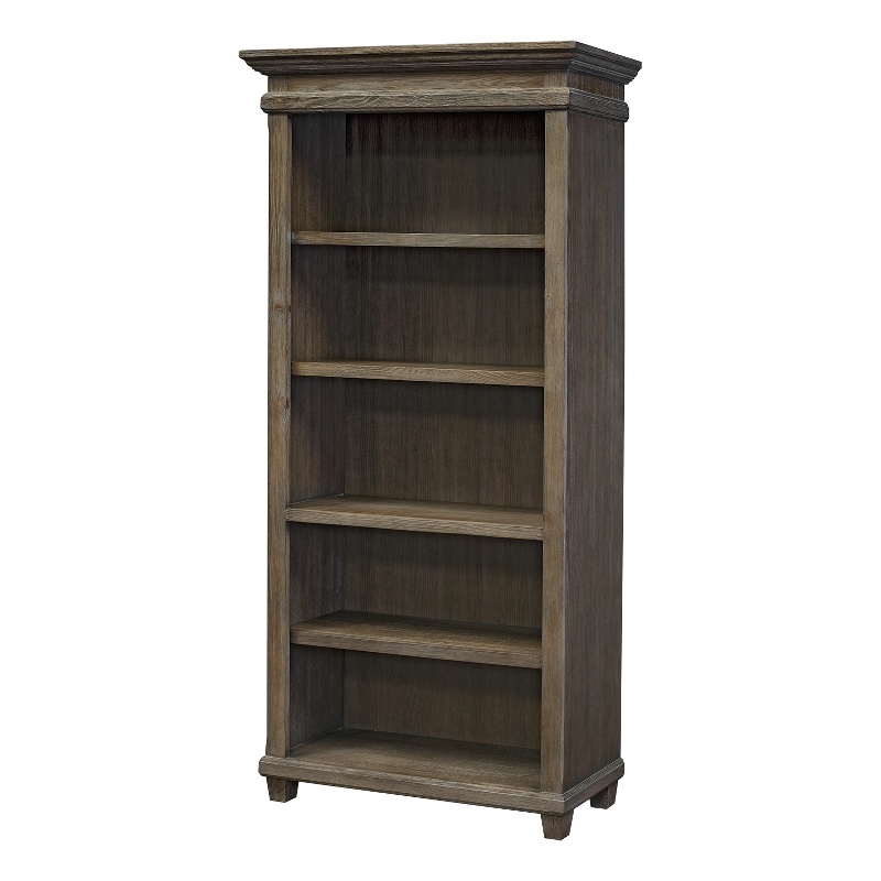 Bowery Hill 5 Shelf Wood Open Bookcase Storage Cabinet in Gray