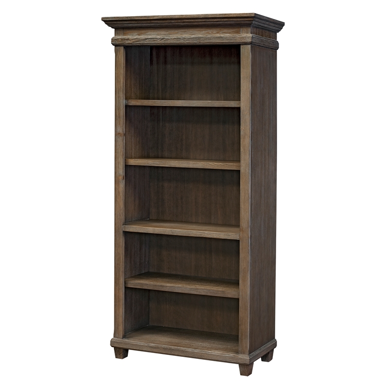 Bowery Hill 5 Shelf Wood Open Bookcase Storage Cabinet in Gray