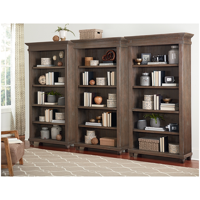 Bowery Hill 5 Shelf Wood Open Bookcase Storage Cabinet in Gray