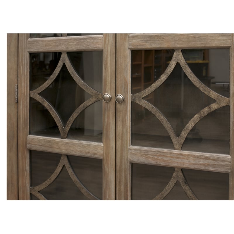 Bowery Hill Glass Display Cabinet Door Wood Bookcase Storage in Gray