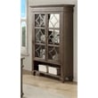 Bowery Hill Glass Display Cabinet Door Wood Bookcase Storage in Gray
