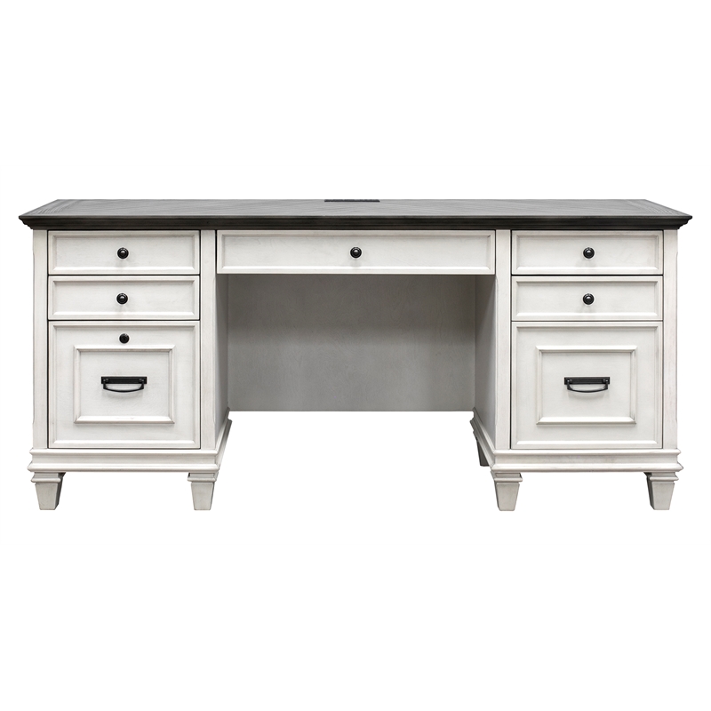 Bowery Hill Wood Credenza Office Desk Writing Table in White