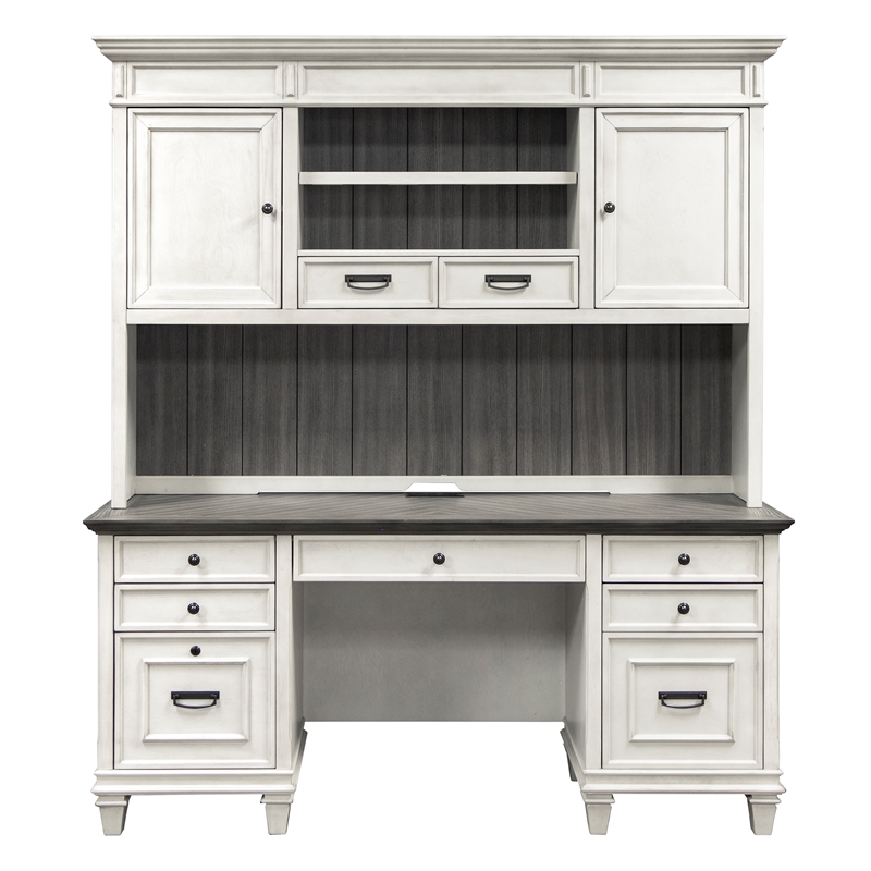 Bowery Hill Wood Credenza Office Desk Writing Table in White