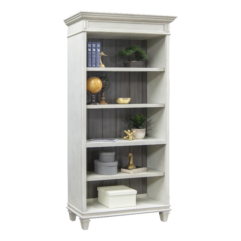 Bowery Hill Open Wood Bookcase Storage Cabinet Office Shelves in White