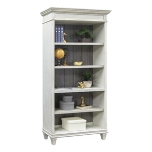 Bowery Hill Open Wood Bookcase Storage Cabinet Office Shelves in White