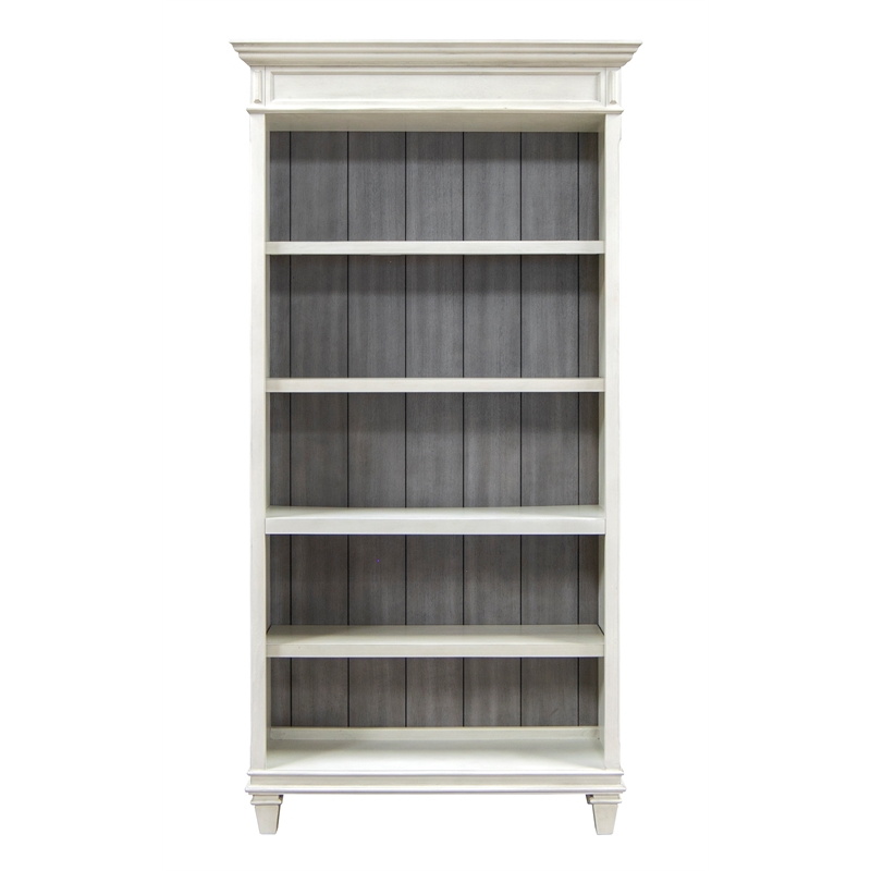Bowery Hill Open Wood Bookcase Storage Cabinet Office Shelves in White