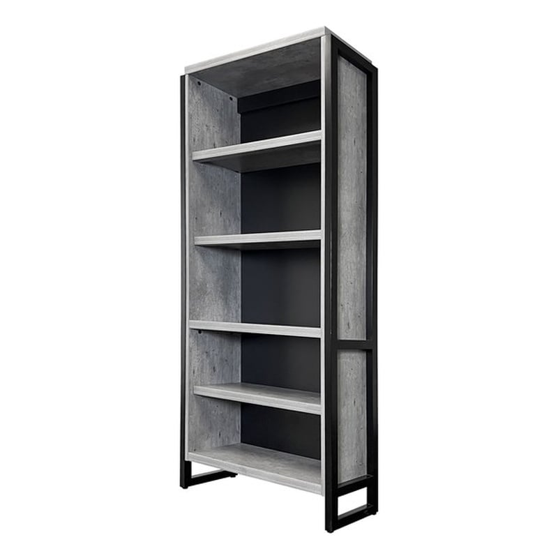 Bowery Hill Open Wood Laminate Bookcase Bookcase Fully Assembled - Concrete Gray