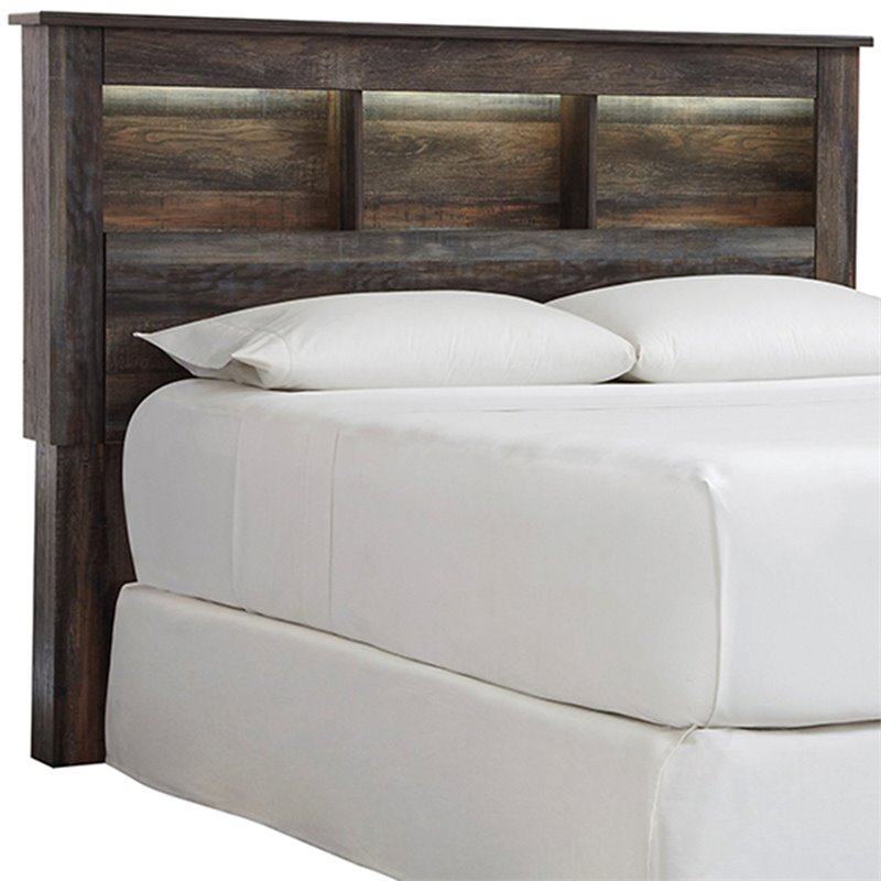 Bowery Hill Contemporary Full Queen Bookcase LED Headboard in Teal