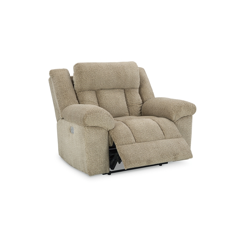 Bowery Hill Contemporary Corner-blocked Frame Tip-Off Wheat Power Recliner