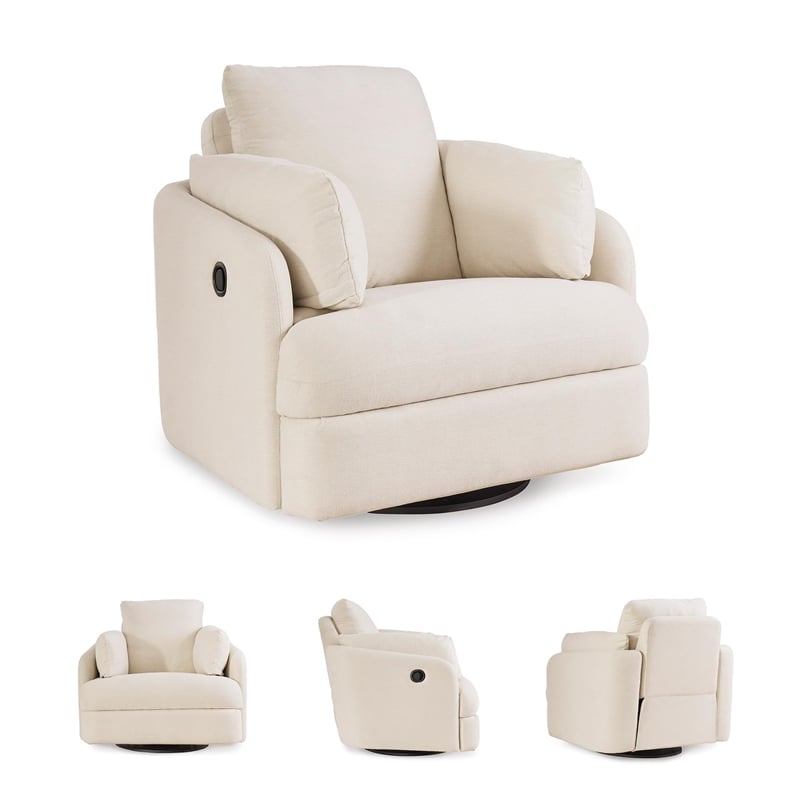 Bowery Hill Contemporary Corner-blocked Frame Oyster Swivel Glider Recliner