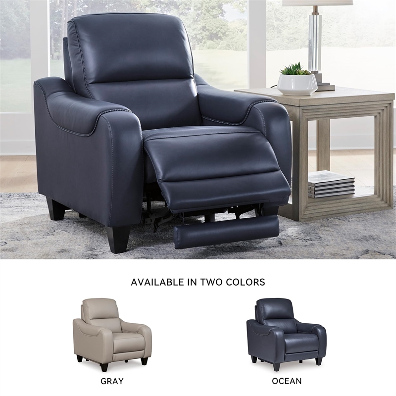 Bowery Hill Contemporary Corner-blocked Frame Ocean Power Recliner