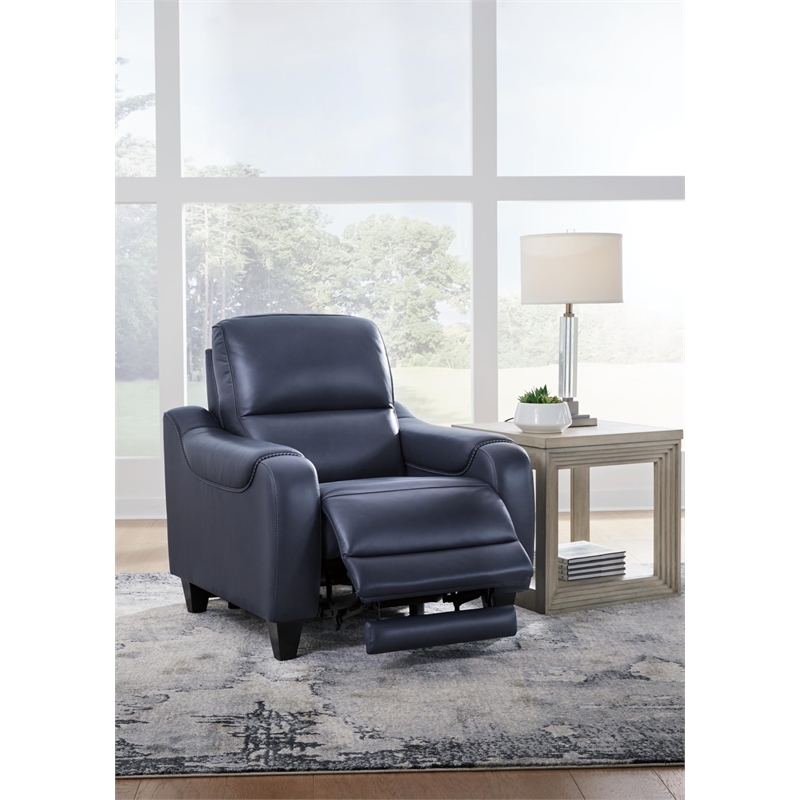 Bowery Hill Contemporary Corner-blocked Frame Ocean Power Recliner