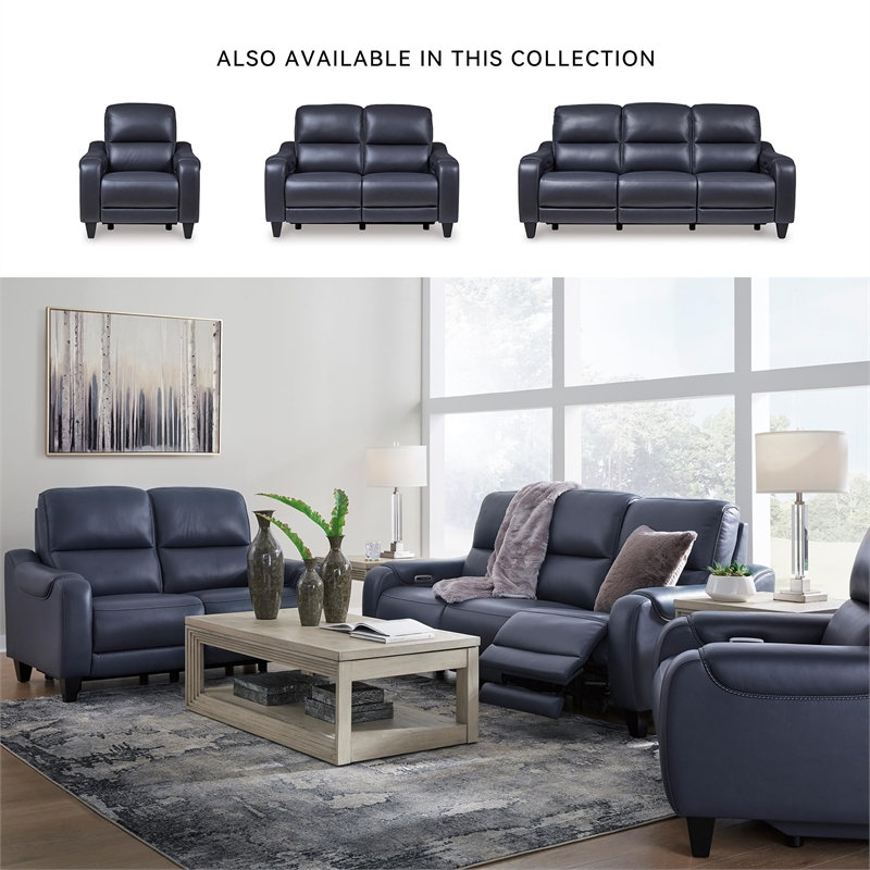 Bowery Hill Contemporary Corner-blocked Frame Ocean Power Recliner