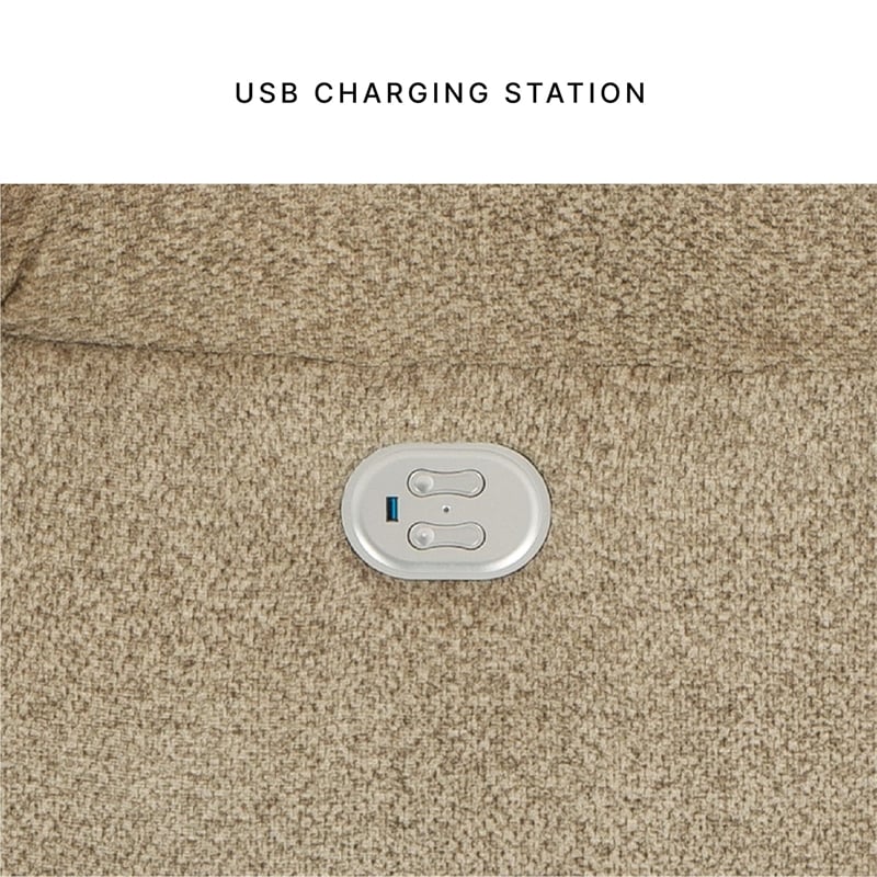 Bowery Hill Contemporary Corner-blocked Frame Tip-Off Wheat Power Reclining Sofa