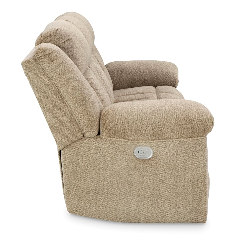 Bowery Hill Contemporary Corner-blocked Frame Tip-Off Wheat Power Reclining Sofa