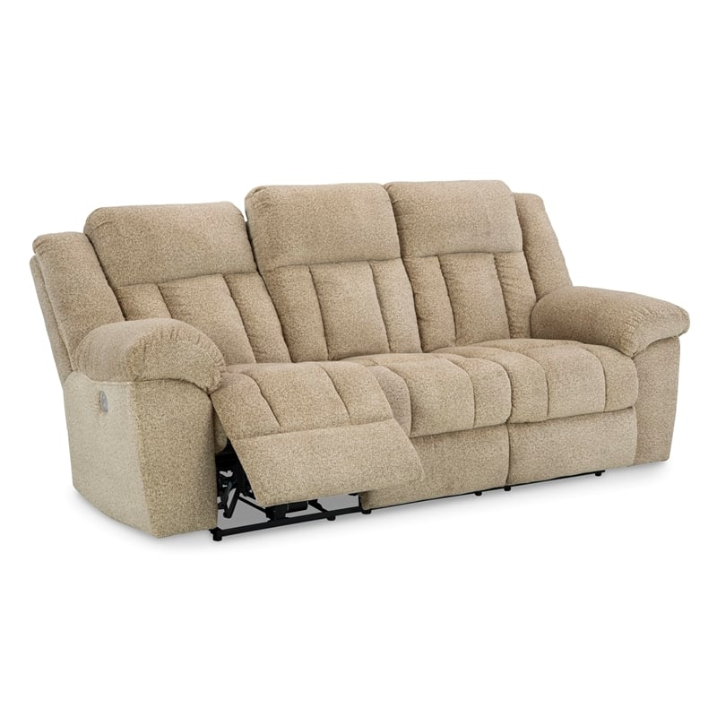 Bowery Hill Contemporary Corner-blocked Frame Tip-Off Wheat Power Reclining Sofa