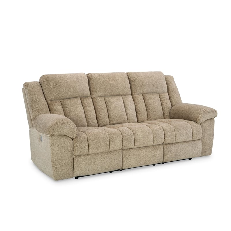 Bowery Hill Contemporary Corner-blocked Frame Tip-Off Wheat Power Reclining Sofa