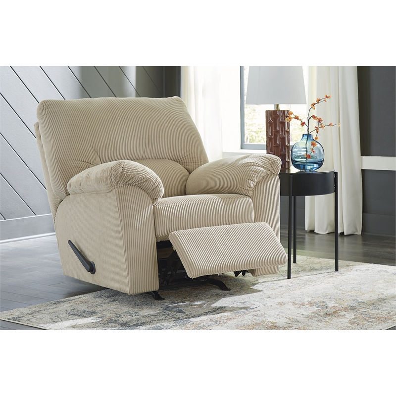 Bowery Hill Contemporary Corner-blocked Frame Recliner in Sand