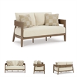 Bowery Hill Contemporary Patio Loveseat in Dark Brown Finish
