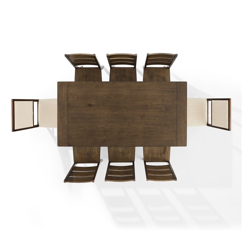 Bowery Hill 9-Piece Dining Table Set in Dark Oak/Creme