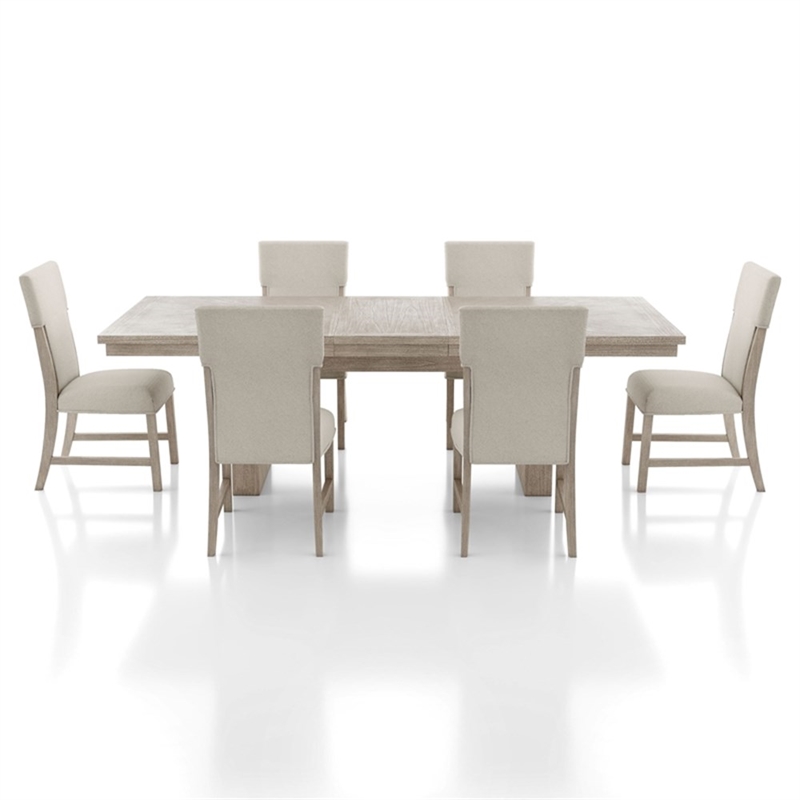 Bowery Hill Wood 7-Piece Dining Table Set in Natural