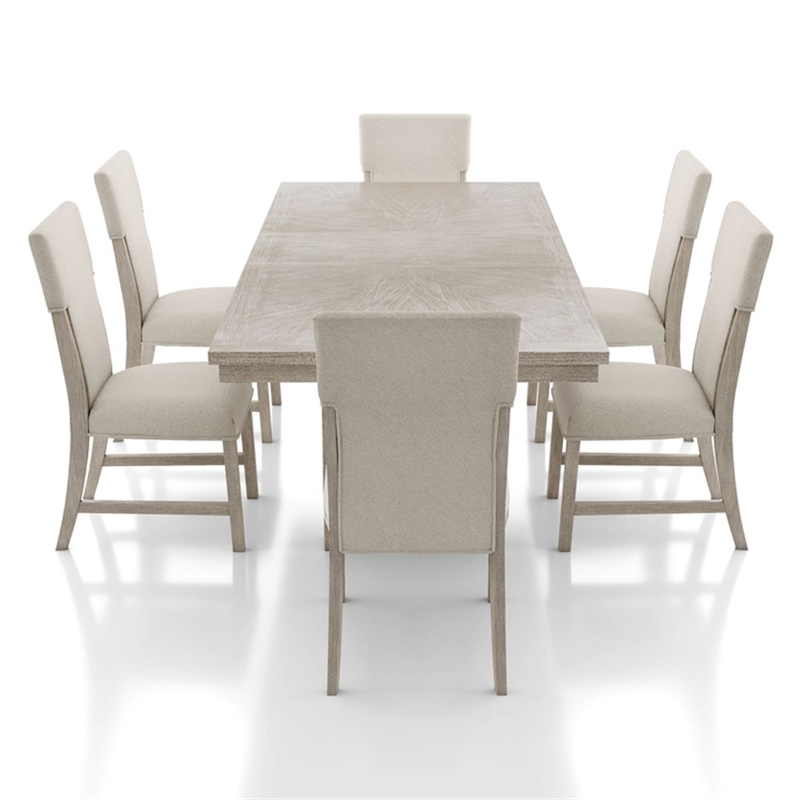 Bowery Hill Wood 7-Piece Dining Table Set in Natural
