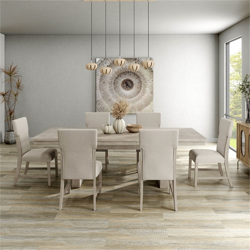 Bowery Hill Wood 7-Piece Dining Table Set in Natural