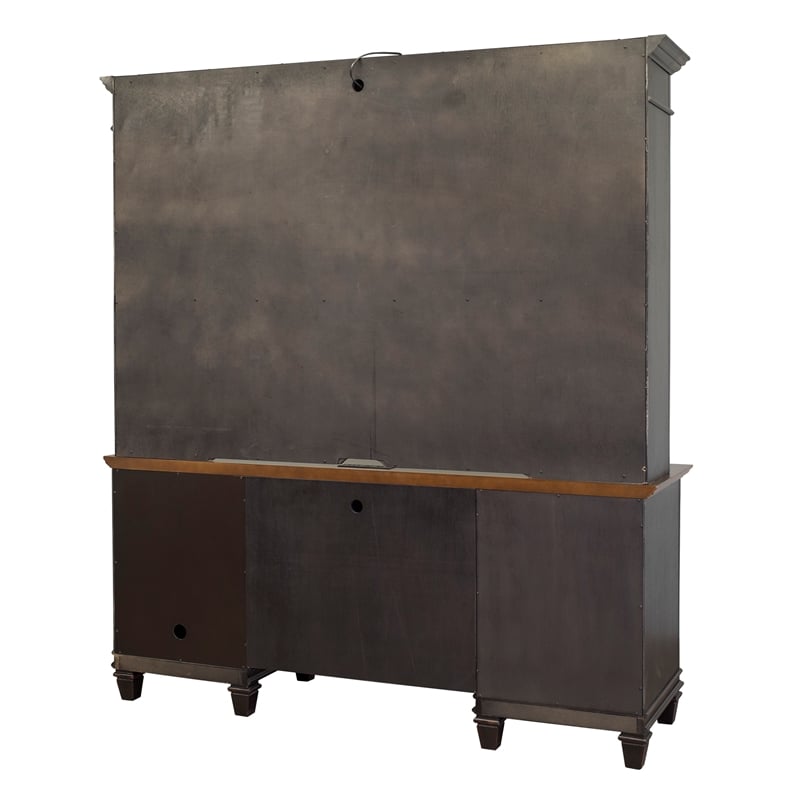Bowery Hill Set of 3 Credenza Office Writing Desk & Bookcase & Filing Cabinet