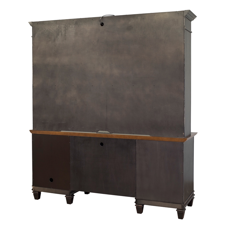 Bowery Hill Set of 2 Credenza Office Desk Writing Table & Bookcase with Doors