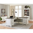 Bowery Hill Set of 3 L-Shaped Office Desk & Open Bookcase & File Cabinet - White