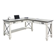 Bowery Hill Set of 3 L-Shaped Desk & Open Bookcase & File Cabinet in White