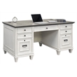 Bowery Hill Set of 3 Double Pedestal Desk & Open Bookcase & File Cabinet - White