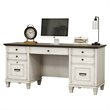 Bowery Hill Set of 3 Double Pedestal Desk & Open Bookcase & File Cabinet - White